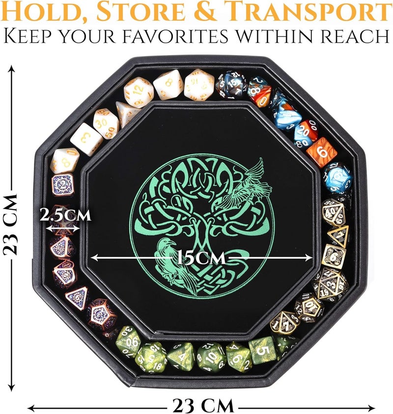 Soar Forge DND Dice Tray - Premium 9 Inch Tray for Dungeons and Dragons: Exquisitely Detailed Green World Tree & Wolf Raven Design - Perfect Rolling & Box Storage to Protect Your Dice for D&D and RPG - Image 3